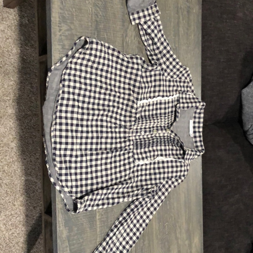 Blue grey and white top